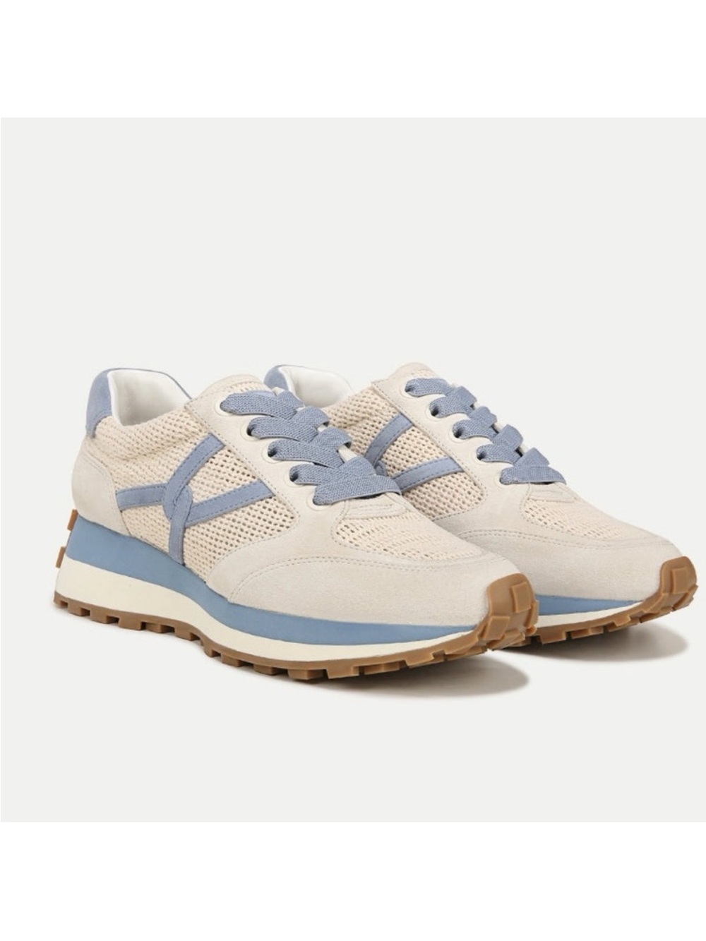 Veronica Beard || Valentina Mesh Suede Retro Sneakers in Coco Vista Blue Cream 8